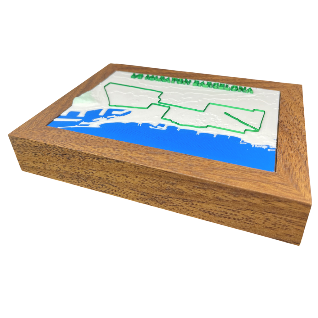 Detalle del trazado de la Mitja Marató de Barcelona en relieve
