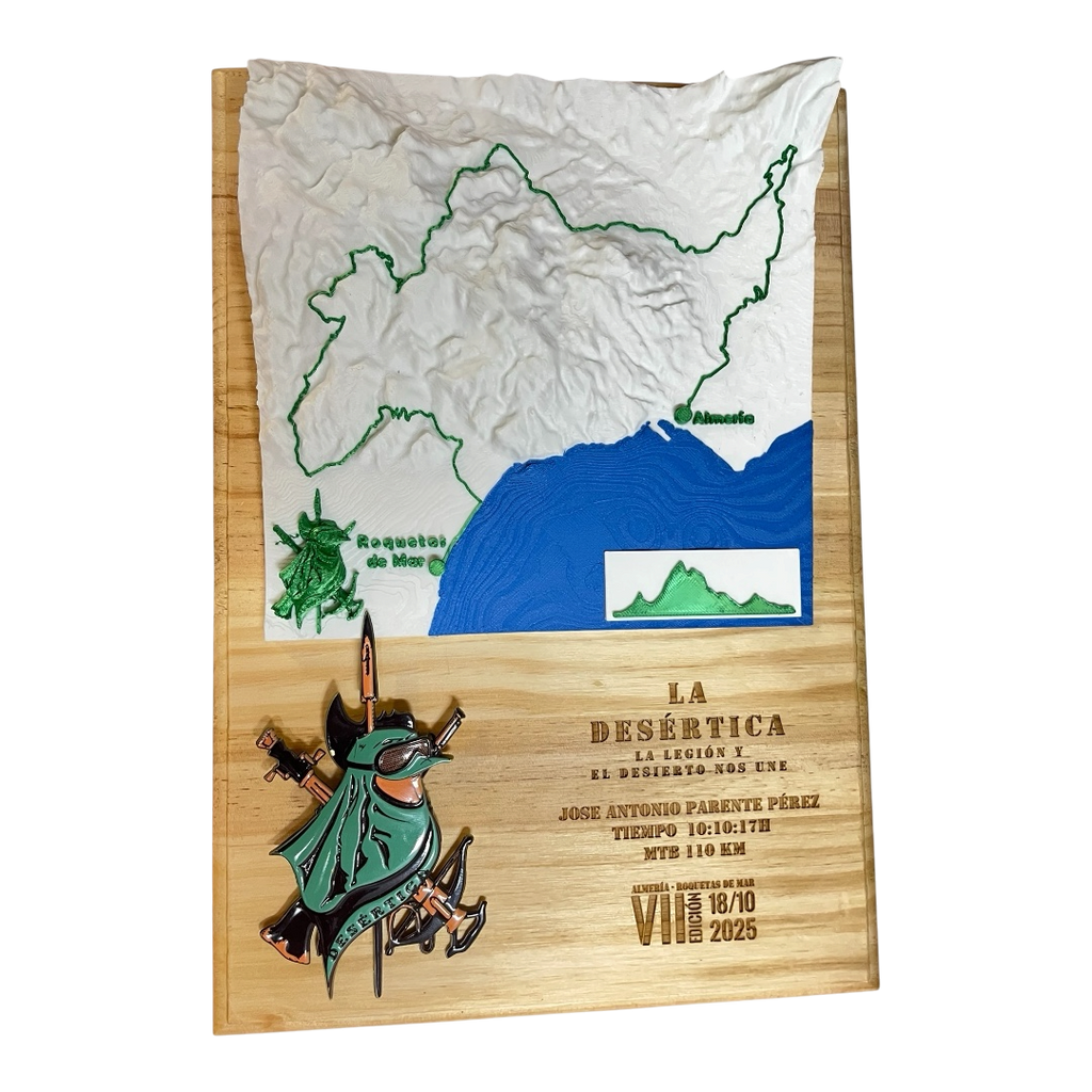 Recorrido de La Desértica en relieve 3D hecho a mano