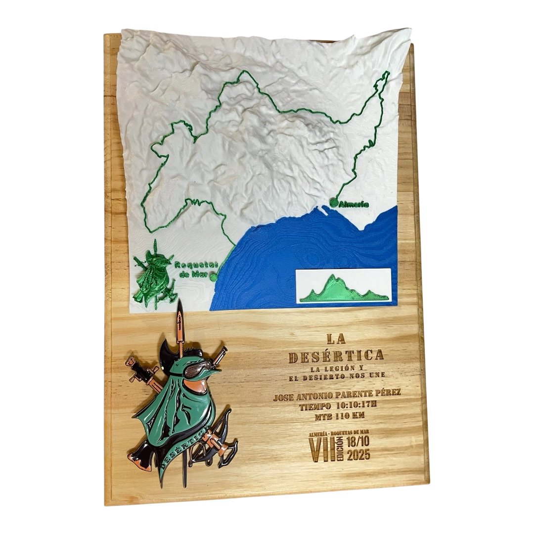 Recorrido de La Desértica en relieve 3D hecho a mano