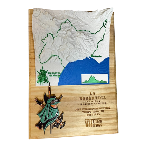 Recorrido de La Desértica en relieve 3D hecho a mano