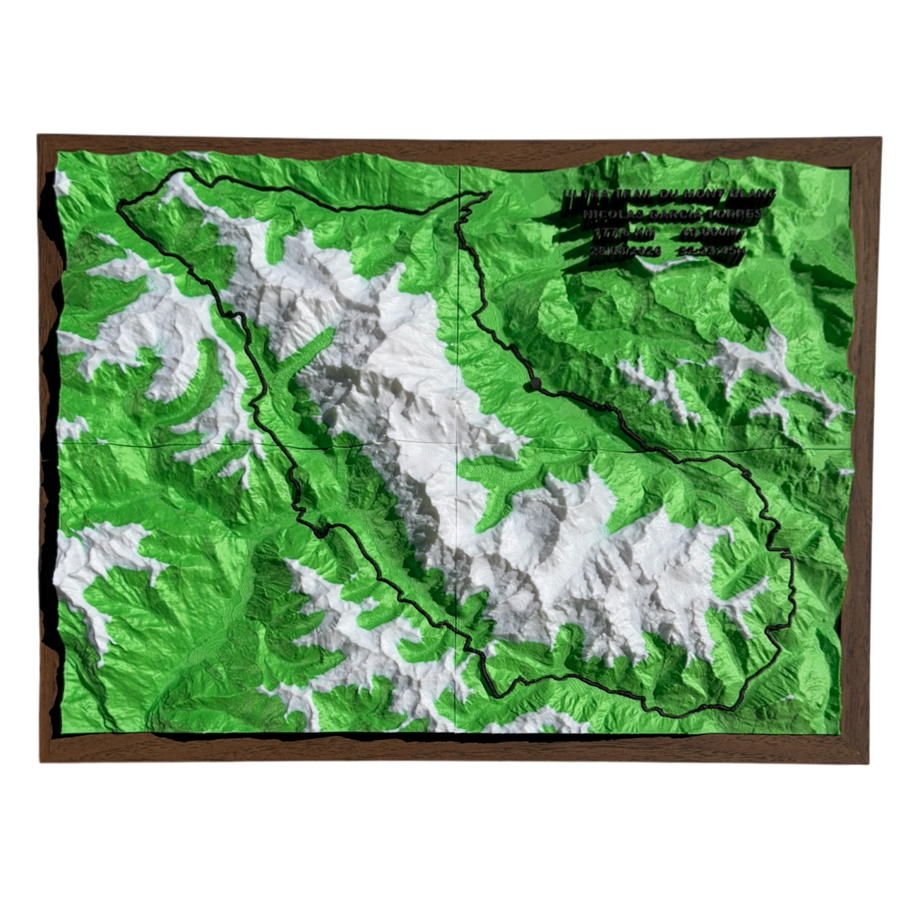UTMB — 174 km · Relieve 3D · Edición Ultra 40×30 cm