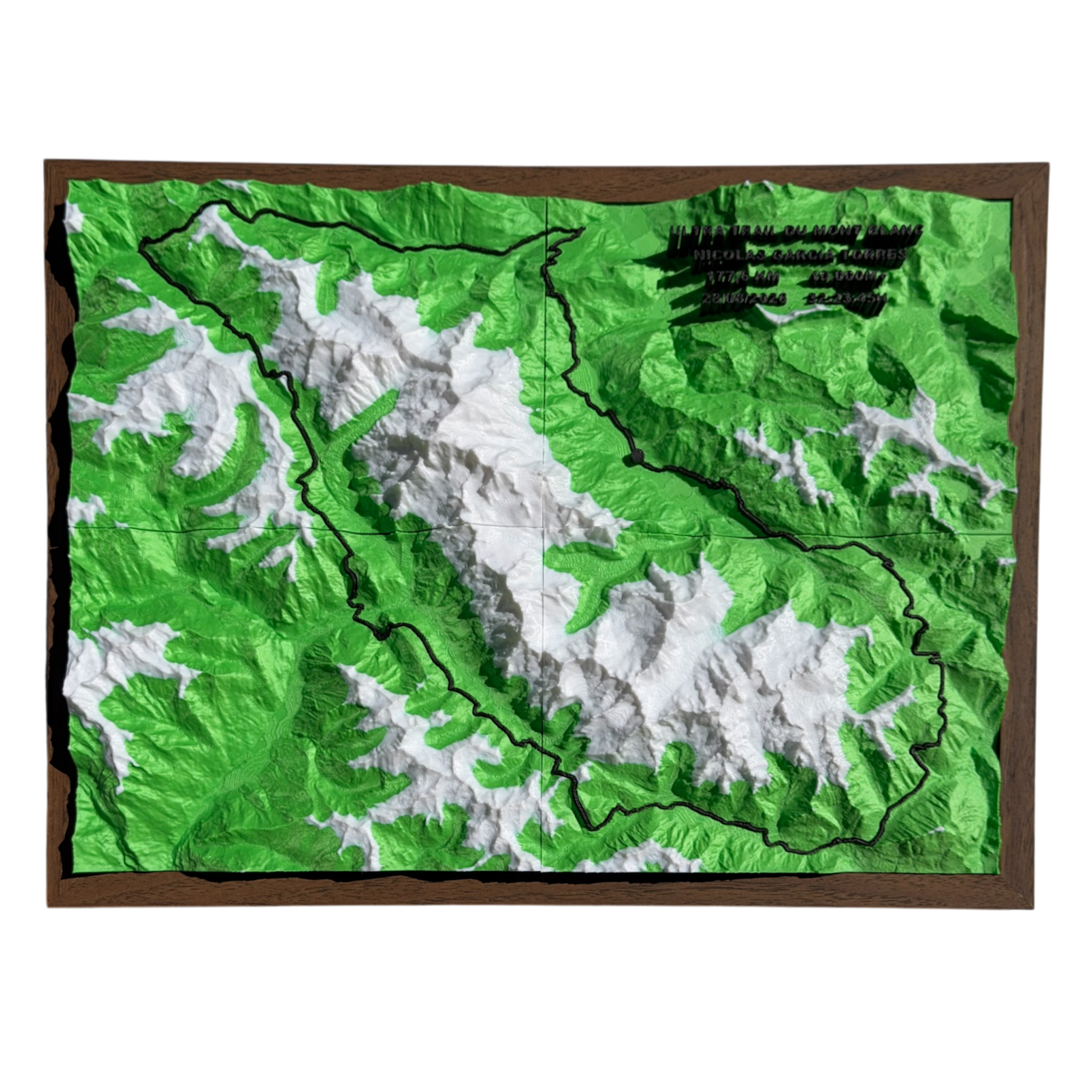 UTMB — 174 km · Relieve 3D · Edición Ultra 40×30 cm